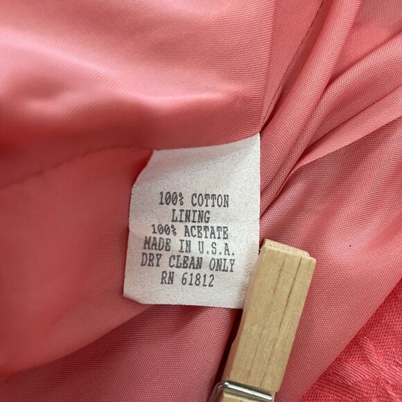 Vintage 80s Dress Size 8 Pink Coral Drop Waist Minimal Secretary Cocktail Retro - Picture 12 of 16